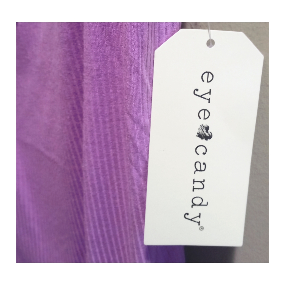 Eye Candy Ruffle Ribbed Top Purple / Lilac‎ - Picture 3 of 5